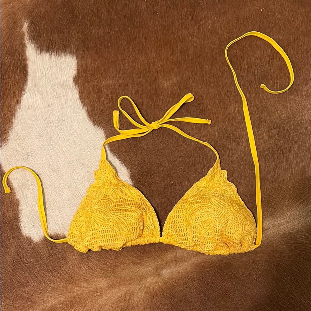 Yellow Crochet Bikini Top